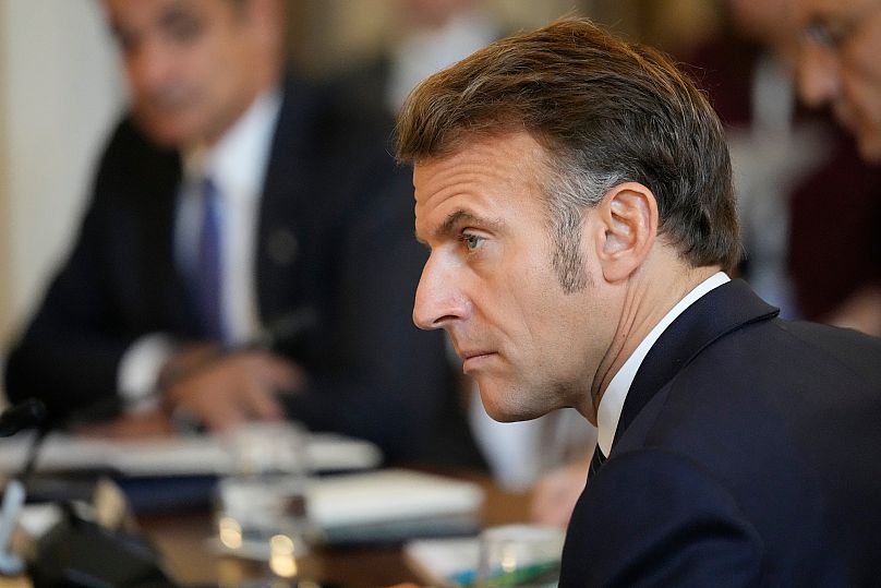 French President Emmanuel Macron attends a plenary session at the summit of the informal MED9 group in Portoroz, 20 October, 2025