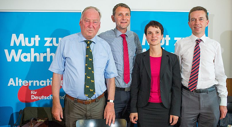 Alexander Gauland, Björn Höcke et les membres démissionnaires Frauke Petry et Bernd Lucke en 2014.