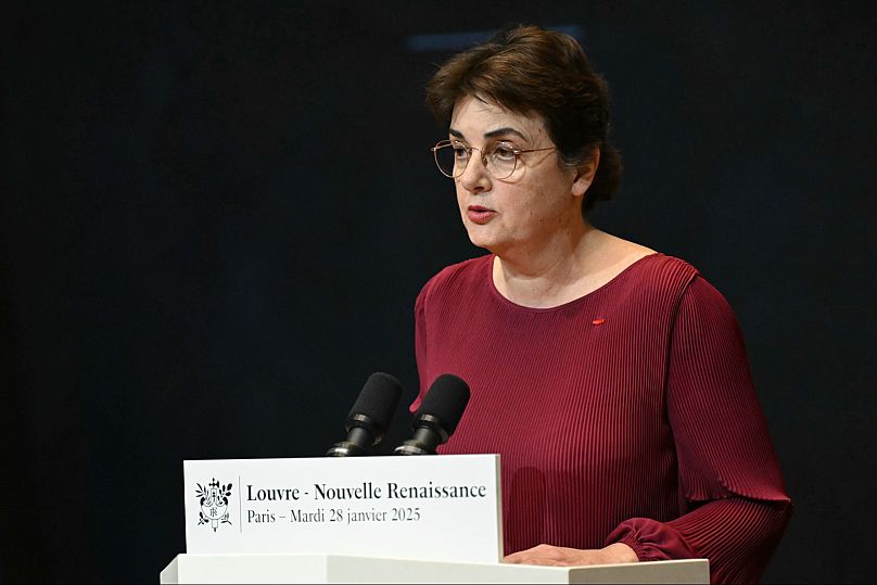 FILE: Louvre Museum director Laurence des Cars details renovation plans during Paris speech, 28 January 2025 