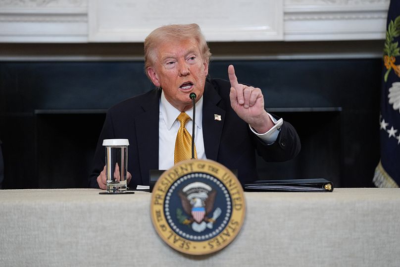 US President Donald Trump answers questions from reporters during a roundtable on criminal cartels in the White House, 23 October, 2025