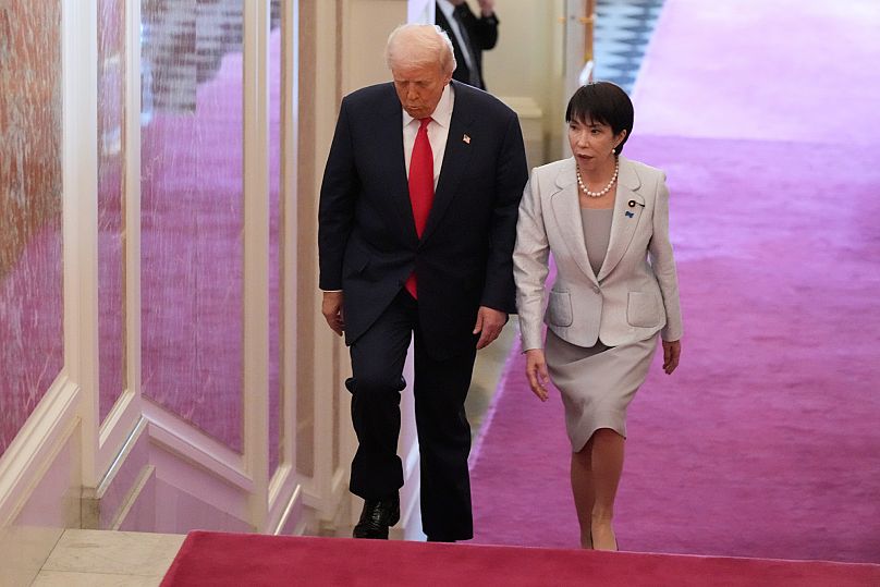 Prezydent USA Donald Trump oraz premier Japonii Sanae Takaichi w Tokio.