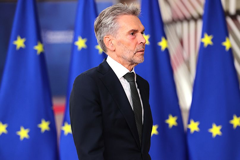 Dutch Prime Minister Dick Schoof arrives for an EU Summit at the European Council building in Brussels, 23 October, 2025