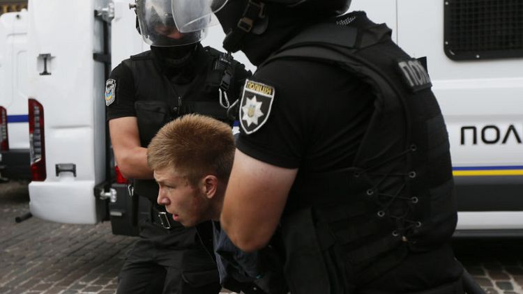 Kiev police detain far-right protesters against gay pride march