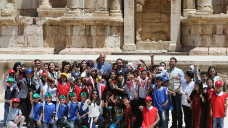 Jordanie: le prince William visite le temple romain de Jerash
