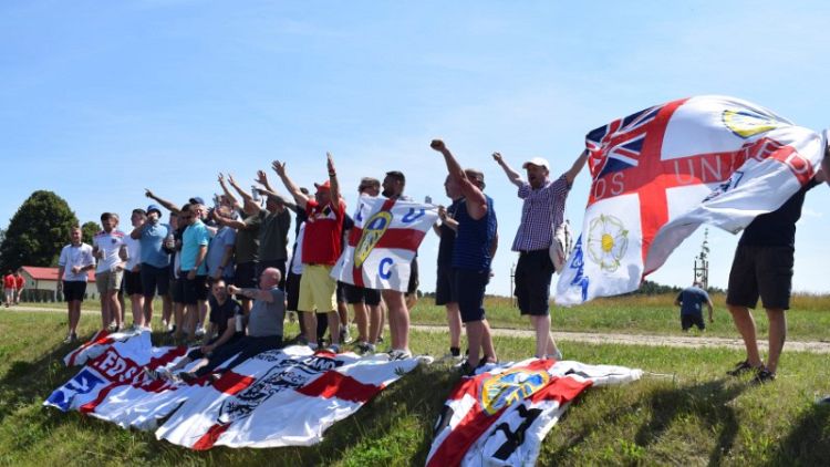 England and Belgium fans get Kaliningrad party started