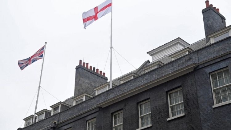 England flag flies above Number 10 Downing Street for World Cup