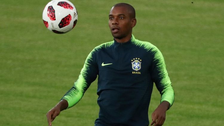 Brazil's Fernandinho to duel with Manchester City club mate De Bruyne