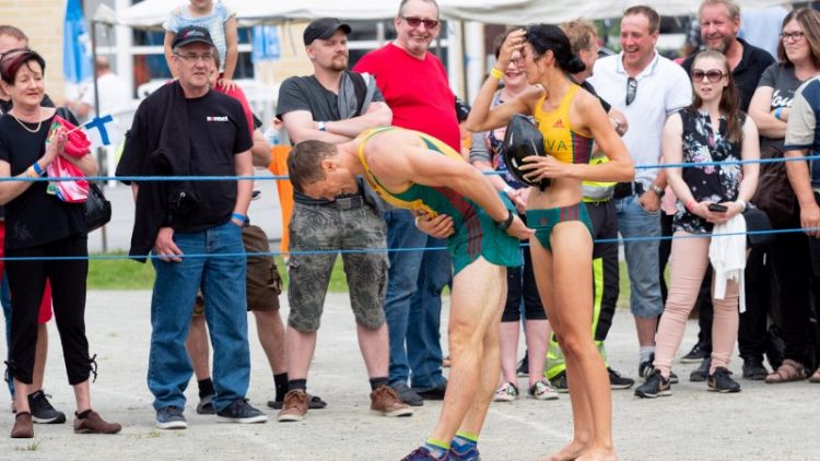 Lithuanian couple win world wife-carrying championship title in Finland