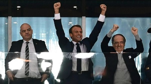Mondial: Emmanuel Macron à la finale à Moscou Mondial: Emmanuel Macron à la finale à Moscou