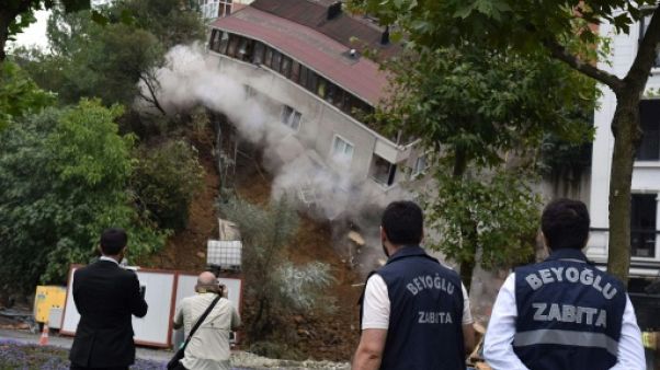 Spectaculaire effondrement d'un immeuble à Istanbul après des pluies Spectaculaire effondrement d'un immeuble à Istanbul après des pluies