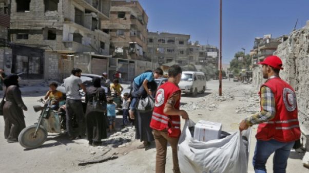Syrie: livraison d'une aide française dans la Ghouta orientale Syrie: livraison d'une aide française dans la Ghouta orientale