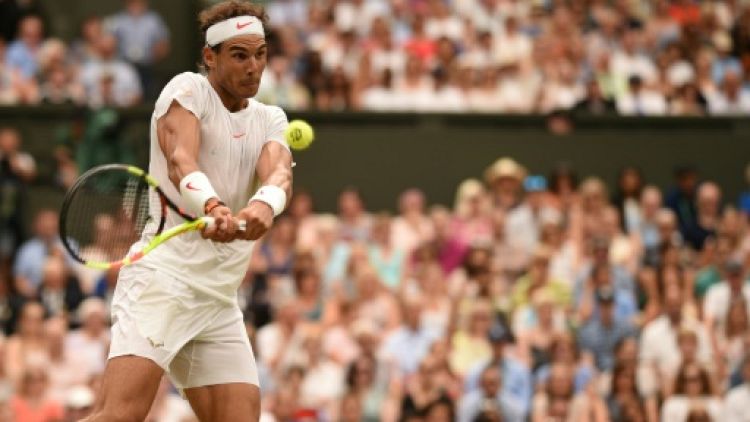 L'Espagnol Rafaen Nadal lors de Wimbledon, le 14 juillet 2018