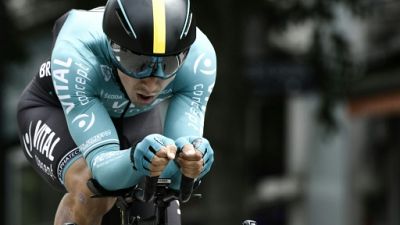 Le Français Bryan Coquard lors du Critérium du Dauphiné le 3 juin 2018 Le Français Bryan Coquard lors du Critérium du Dauphiné le 3 juin 2018