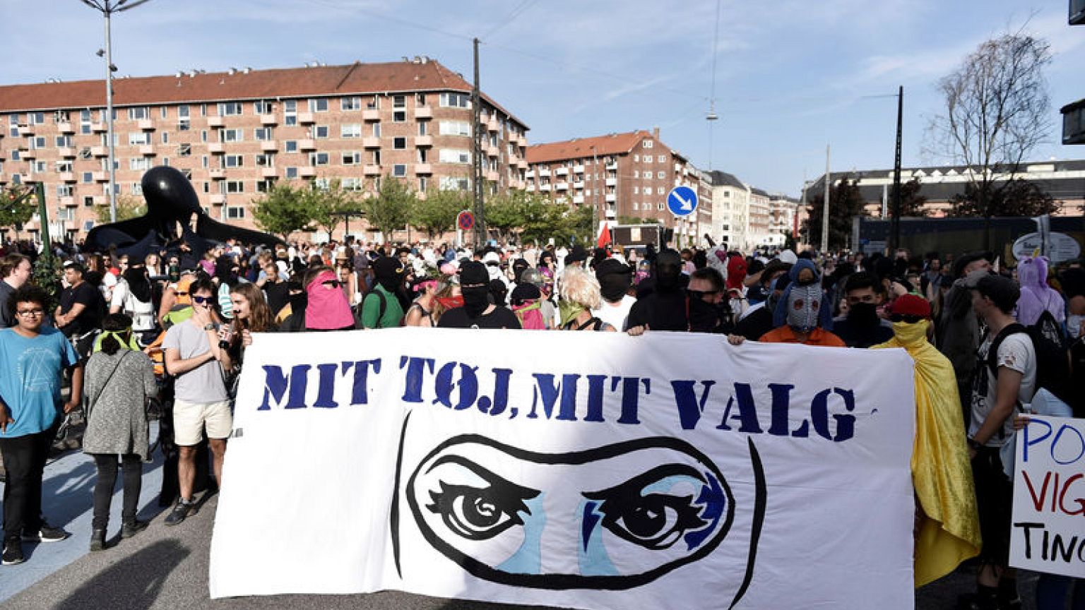 Danes march in Copenhagen to protest ban on wearing face veils in public