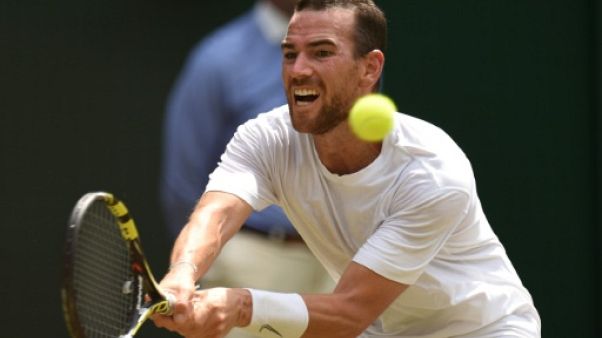 Le Français Adrian Mannarino à Wimbledon, le 9 juillet 2018 Le Français Adrian Mannarino à Wimbledon, le 9 juillet 2018