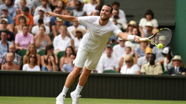 Le Français Adrian Mannarino à Wimbledon, le 9 juillet 2018 Le Français Adrian Mannarino à Wimbledon, le 9 juillet 2018