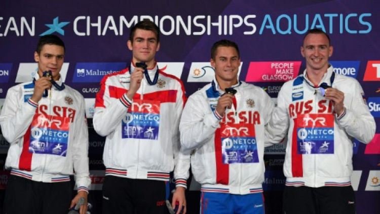 Euro de natation: les Russes titrés en 4x100 m messieurs