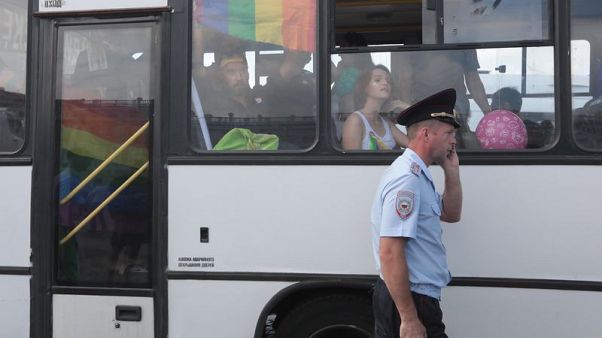 Police detain around 25 gay rights activists in St Petersburg Police detain around 25 gay rights activists in St Petersburg