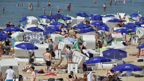 Des vacanciers sur une plage, le 4 août 2018 à Berlin Des vacanciers sur une plage, le 4 août 2018 à Berlin
