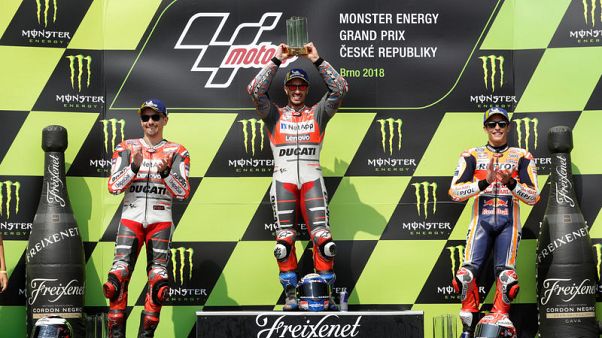 Motorcycling: Ducati's Dovizioso wins three-way Czech GP thriller Motorcycling: Ducati's Dovizioso wins three-way Czech GP thriller