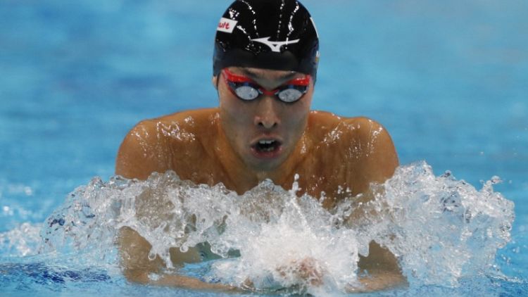 Olympics - Swimmers visit Tokyo Olympics venue