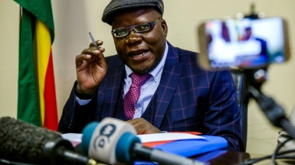 Tendai Biti lors d'une conférence de presse à Harare le 1er juin 2018 Tendai Biti lors d'une conférence de presse à Harare le 1er juin 2018
