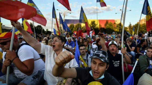 Manifestation antigouvernementale à Bucarest, en Roumanie, le 11 août 2018 Manifestation antigouvernementale à Bucarest, en Roumanie, le 11 août 2018
