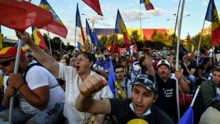Manifestation antigouvernementale à Bucarest, en Roumanie, le 11 août 2018