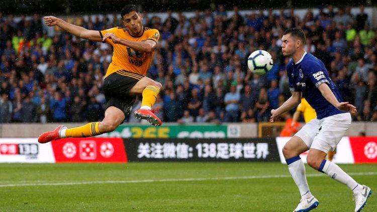 Soccer-Richarlison strikes twice but 10-man Everton held at Wolves