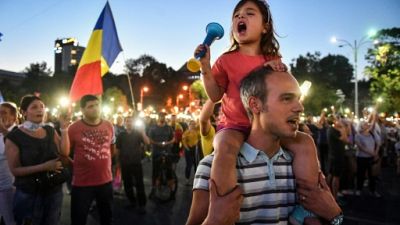 Manifestation antigouvernementale à Bucarest, le 12 août 2018 en Roumanie
