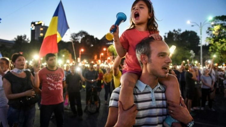 Manifestation antigouvernementale à Bucarest, le 12 août 2018 en Roumanie