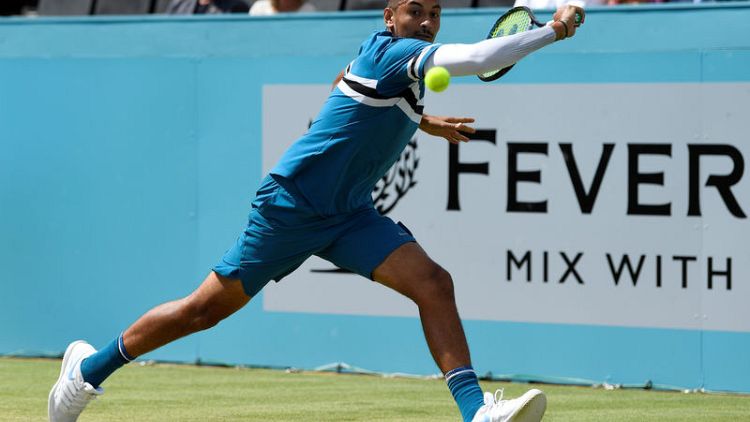 Tennis - Sock-A-Bye Baby as Kyrgios forgets footwear before first-round win