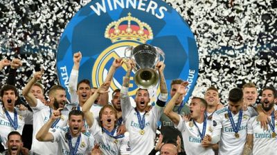 Le Real Madrid, vainqueur de la Ligue des champions, le 26 mai 2018 à Kiev