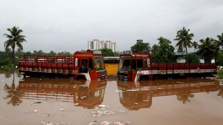 Floods hit rubber output in southern Indian state as death toll rises to 79