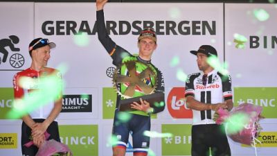 Le Slovène Matej Mohoric (c) vainqueur du BinckBank Tour le 19 août 2018