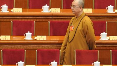 Le maître bouddhiste Xuecheng à Pékin, Chine, le 3 mars 2014