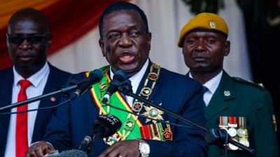 Le président du Zimbabwe Emmerson Mnangagwa à Harare, le 14 août 2018