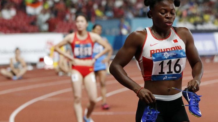 Games - Bahrain's Odiong completes women's sprint double in Jakarta
