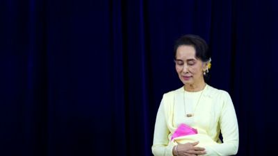 Aung San Suu Kyi à l'Université de Rangoun le 28 août 2018