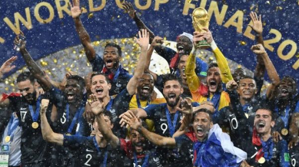 L'équipe de France championne du monde, à Moscou, le 15 juillet 2018 L'équipe de France championne du monde, à Moscou, le 15 juillet 2018