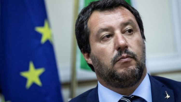 Le ministre italien de l'Intérieur Matteo Salvini à Milan le 28 août 2018