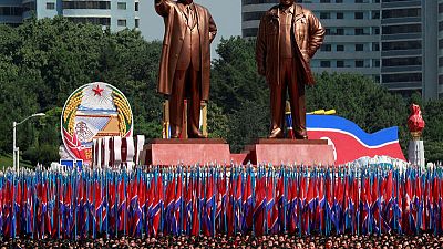 No long-range missiles, North Korea military parade features floats and flowers No long-range missiles, North Korea military parade features floats and flowers