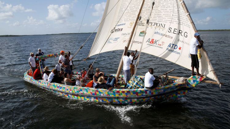 Islanders in Kenya build recycled plastic boat to highlight pollution