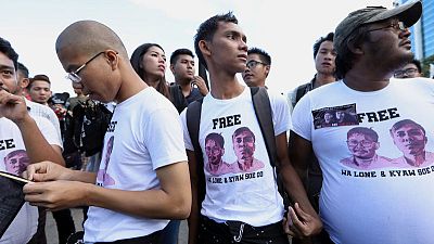 Myanmar youth, journalists demonstrate against jailing of Reuters reporters Myanmar youth, journalists demonstrate against jailing of Reuters reporters