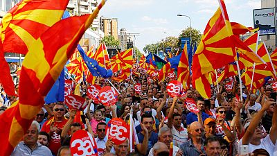 Several thousand Macedonians gather in support EU, NATO membership Several thousand Macedonians gather in support EU, NATO membership