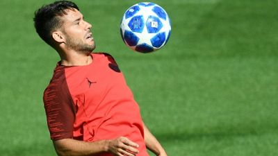 Le défenseur du PSG Juan Bernat à l'entraînement le 17 septembre 2018
