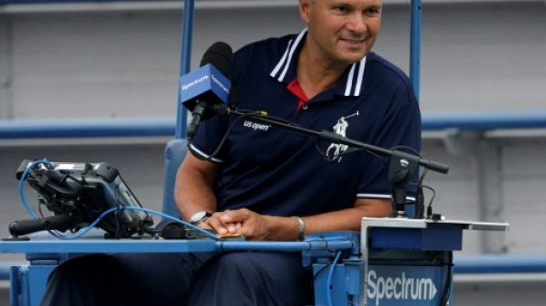 L'arbitre Mohamed Lahyani lors de l'US Open, à New York, le 31 août 2018 L'arbitre Mohamed Lahyani lors de l'US Open, à New York, le 31 août 2018