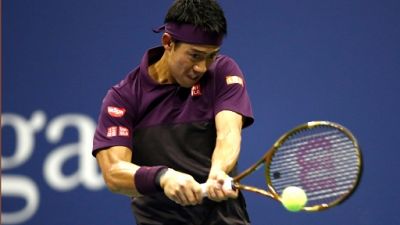 Le Japonais Kei Nishikori e, demi-finale de l'US Open le 7 septembre 2018