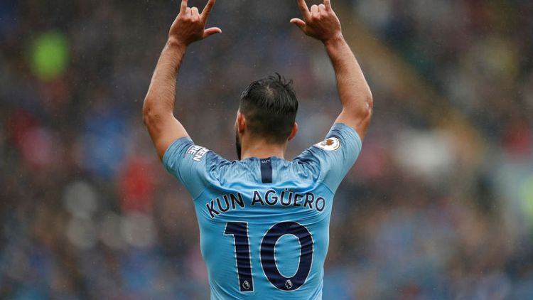 Aguero scores in 300th game as City roar back to form