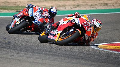 Marquez holds off Dovizioso to win in Aragon